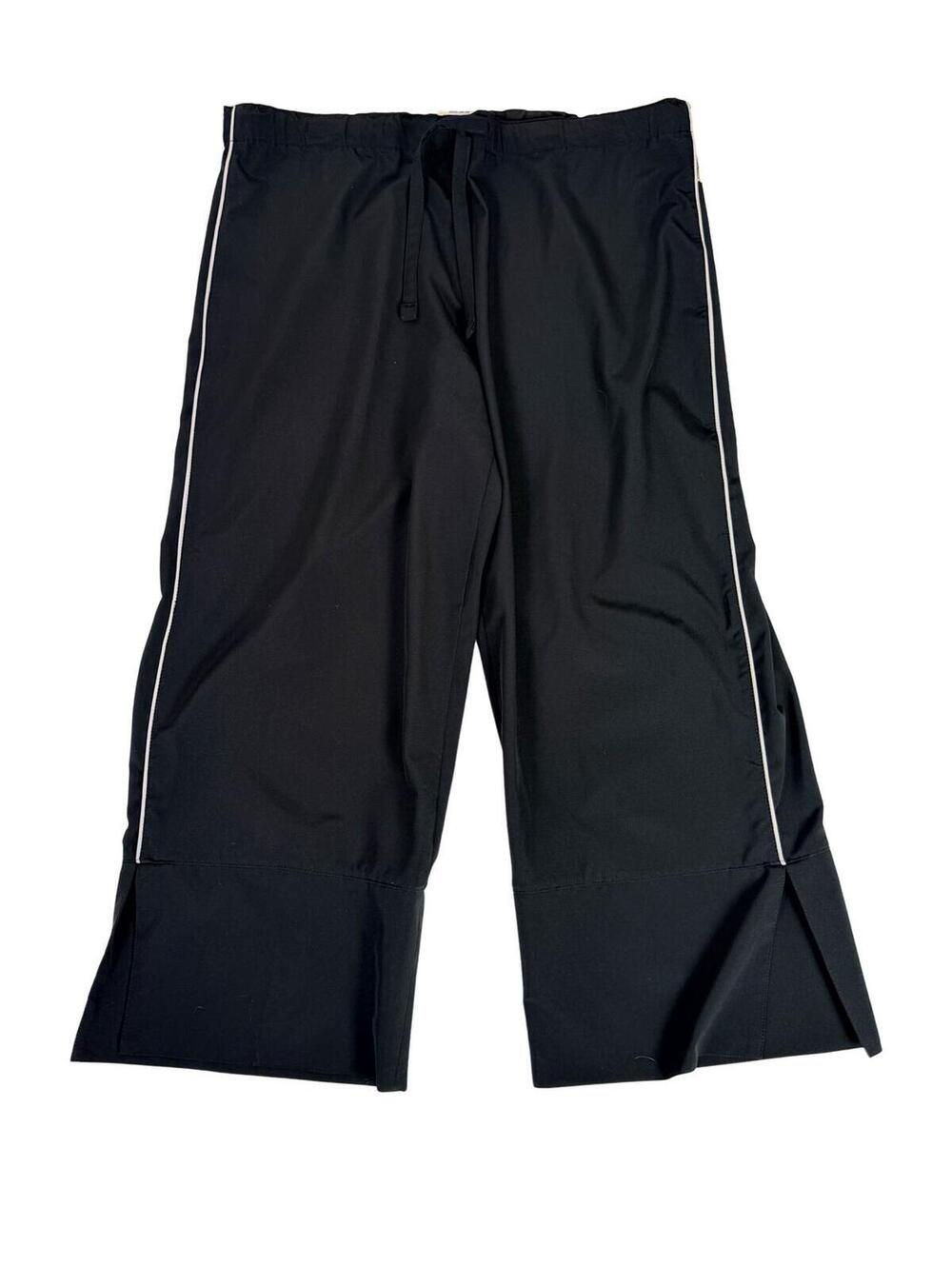Reebok Black Y2K Cropped Track Pants Capris Drawstring Athletic Medium